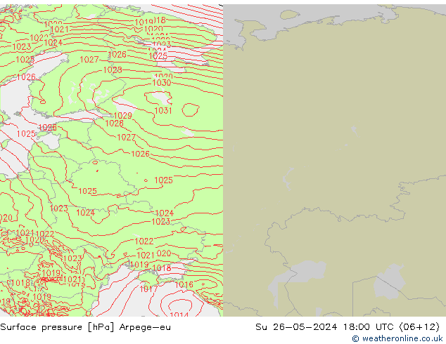 Surface pressure Arpege-eu Su 26.05.2024 18 UTC