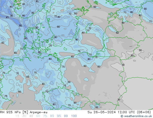 RH 925 hPa Arpege-eu Dom 26.05.2024 12 UTC