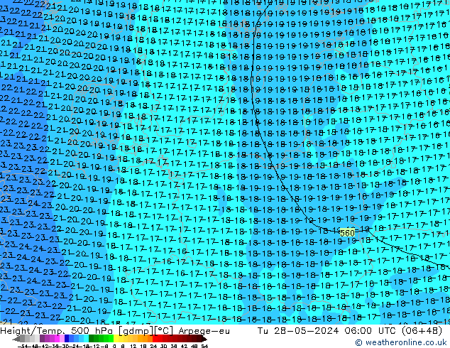 Yükseklik/Sıc. 500 hPa Arpege-eu Sa 28.05.2024 06 UTC