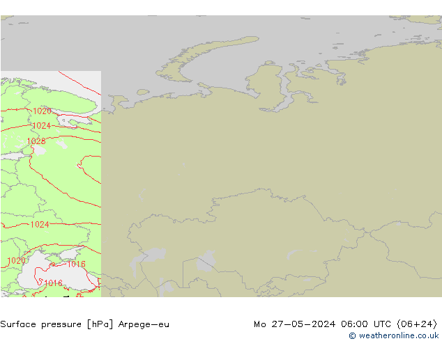Surface pressure Arpege-eu Mo 27.05.2024 06 UTC