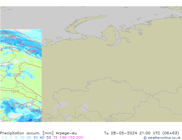 Toplam Yağış Arpege-eu Sa 28.05.2024 21 UTC