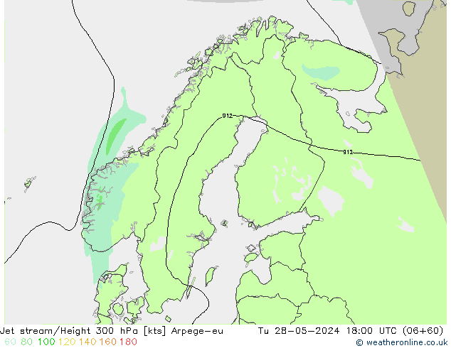 Jet stream/Height 300 hPa Arpege-eu Út 28.05.2024 18 UTC