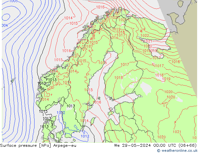 Pressione al suolo Arpege-eu mer 29.05.2024 00 UTC