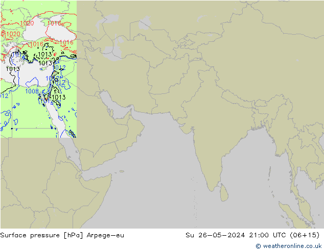 Surface pressure Arpege-eu Su 26.05.2024 21 UTC