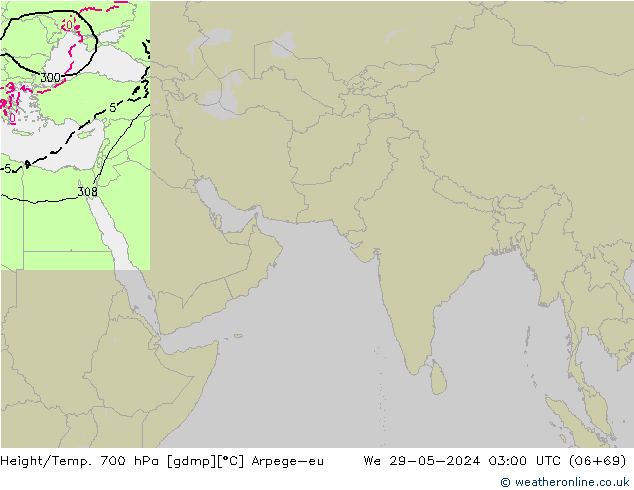 Height/Temp. 700 hPa Arpege-eu  29.05.2024 03 UTC