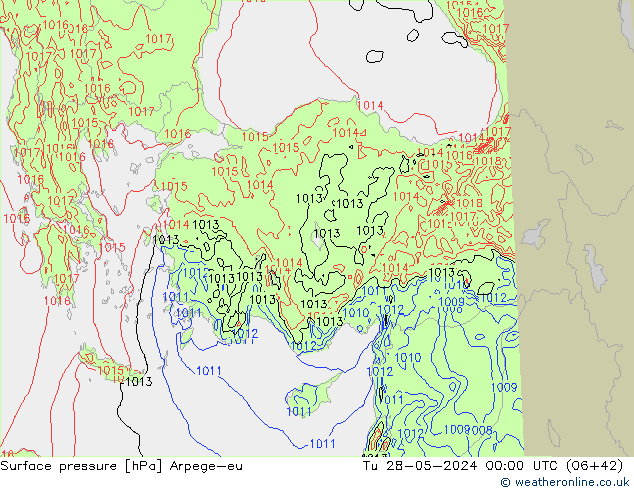 Surface pressure Arpege-eu Tu 28.05.2024 00 UTC