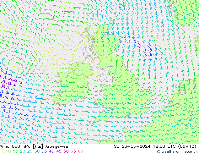 Vento 850 hPa Arpege-eu Dom 26.05.2024 18 UTC