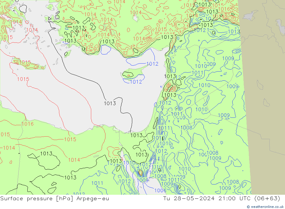 Presión superficial Arpege-eu mar 28.05.2024 21 UTC