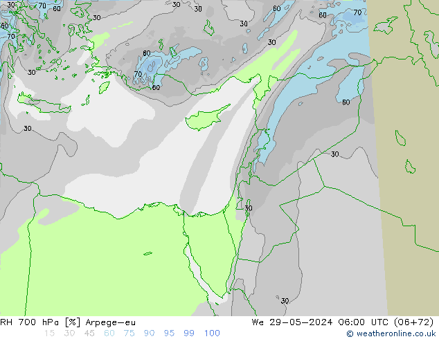 RH 700 hPa Arpege-eu We 29.05.2024 06 UTC