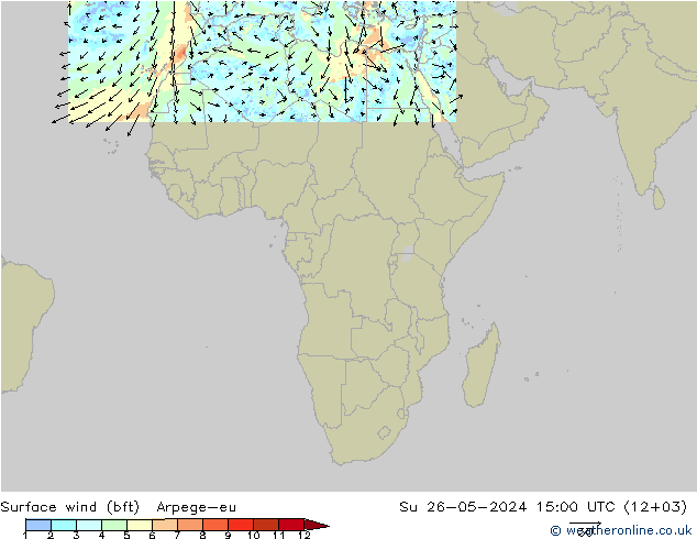 Vent 10 m (bft) Arpege-eu dim 26.05.2024 15 UTC