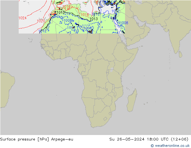 Surface pressure Arpege-eu Su 26.05.2024 18 UTC