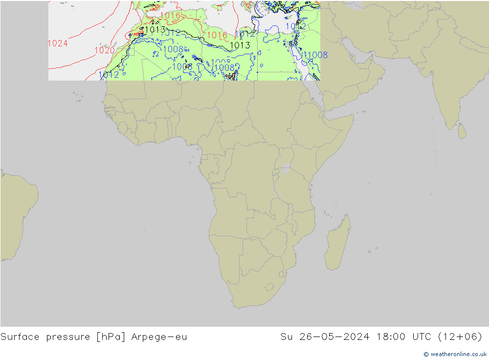 Yer basıncı Arpege-eu Paz 26.05.2024 18 UTC