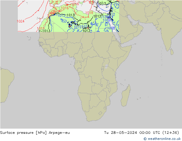 Surface pressure Arpege-eu Tu 28.05.2024 00 UTC