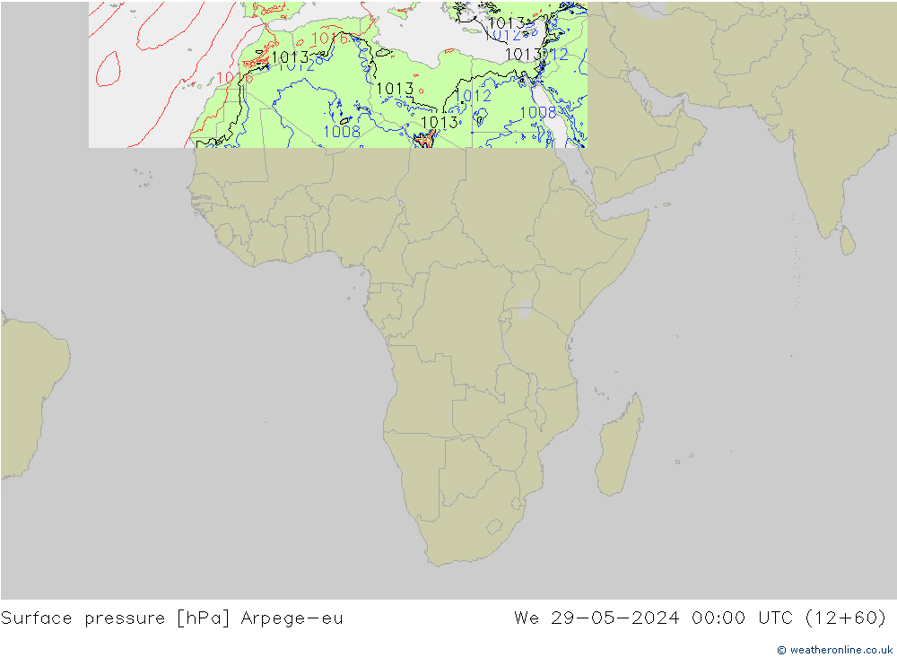 Atmosférický tlak Arpege-eu St 29.05.2024 00 UTC