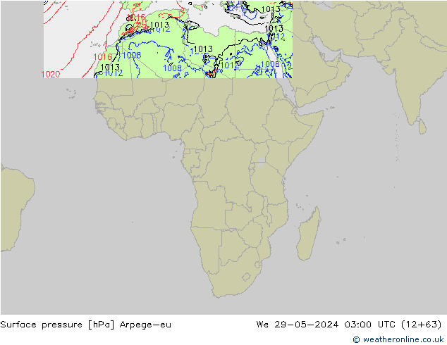 Luchtdruk (Grond) Arpege-eu wo 29.05.2024 03 UTC