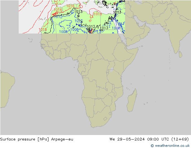 Bodendruck Arpege-eu Mi 29.05.2024 09 UTC