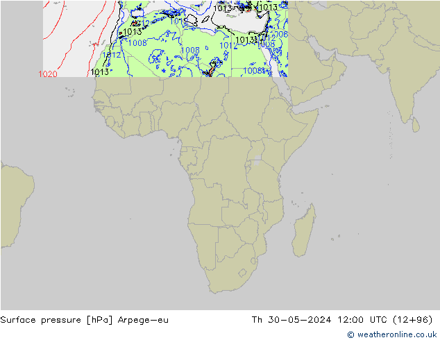 Surface pressure Arpege-eu Th 30.05.2024 12 UTC