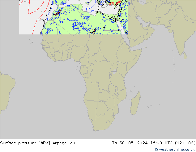 pressão do solo Arpege-eu Qui 30.05.2024 18 UTC