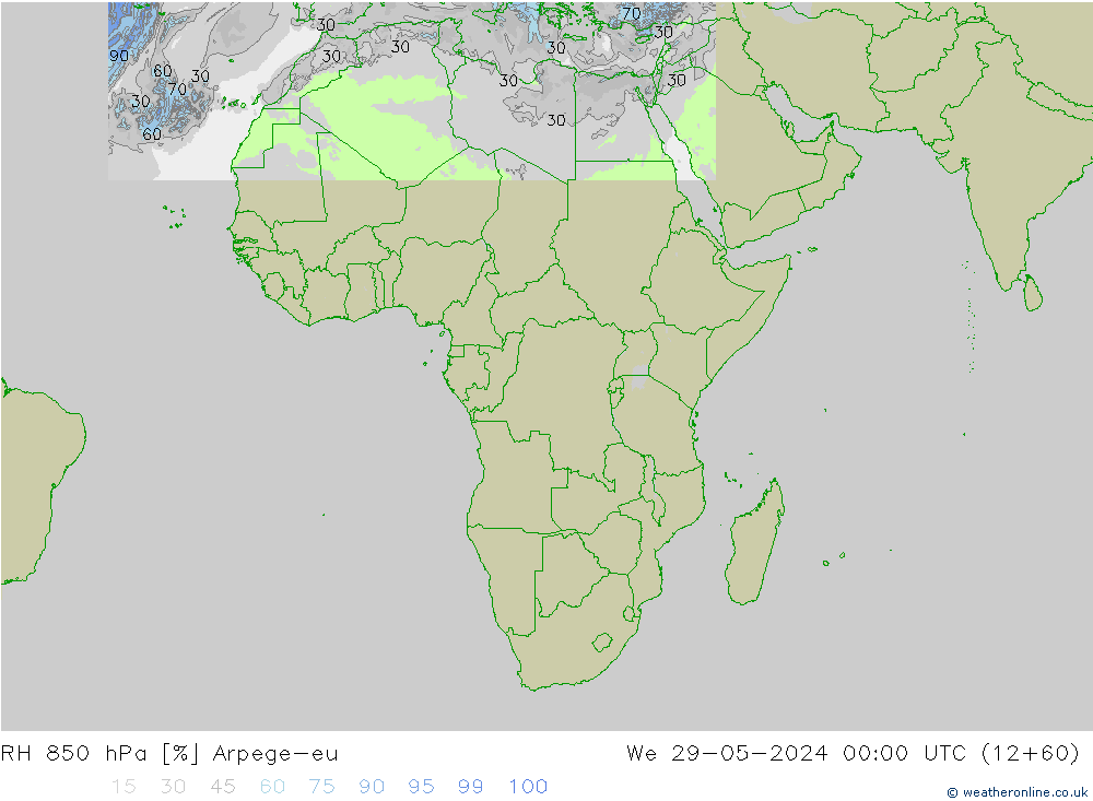 RV 850 hPa Arpege-eu wo 29.05.2024 00 UTC