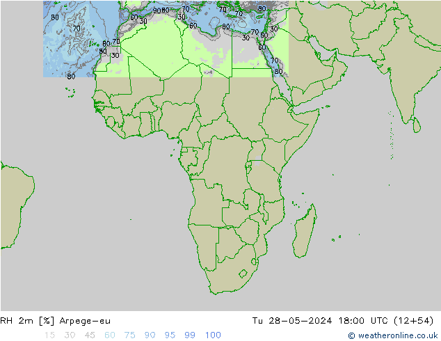 RH 2m Arpege-eu Tu 28.05.2024 18 UTC