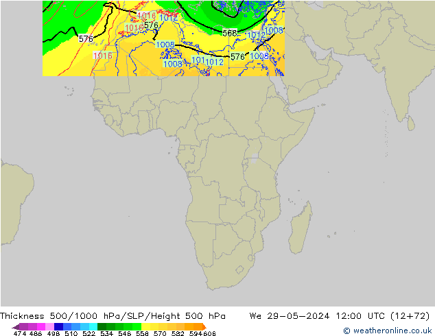 500-1000 hPa Kalınlığı Arpege-eu Çar 29.05.2024 12 UTC