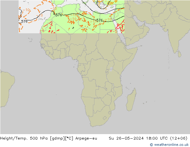 Height/Temp. 500 hPa Arpege-eu Dom 26.05.2024 18 UTC