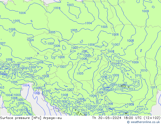 Surface pressure Arpege-eu Th 30.05.2024 18 UTC