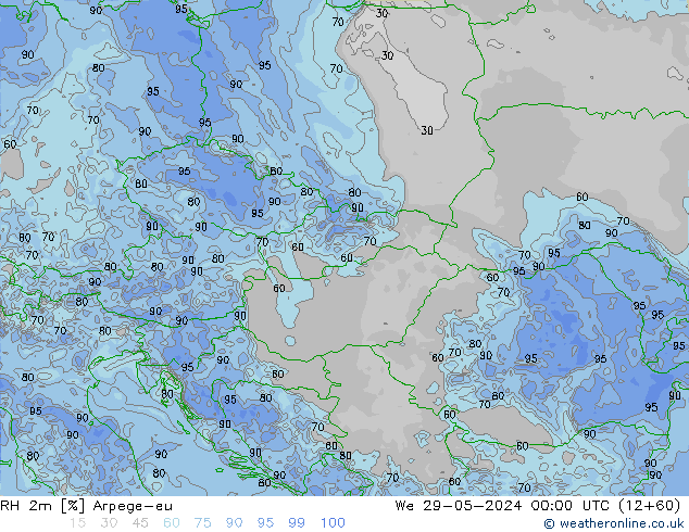 RH 2m Arpege-eu We 29.05.2024 00 UTC