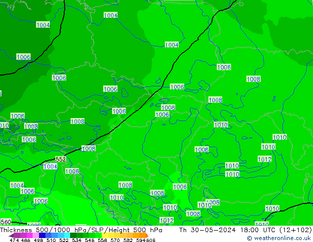 Thck 500-1000hPa Arpege-eu Čt 30.05.2024 18 UTC