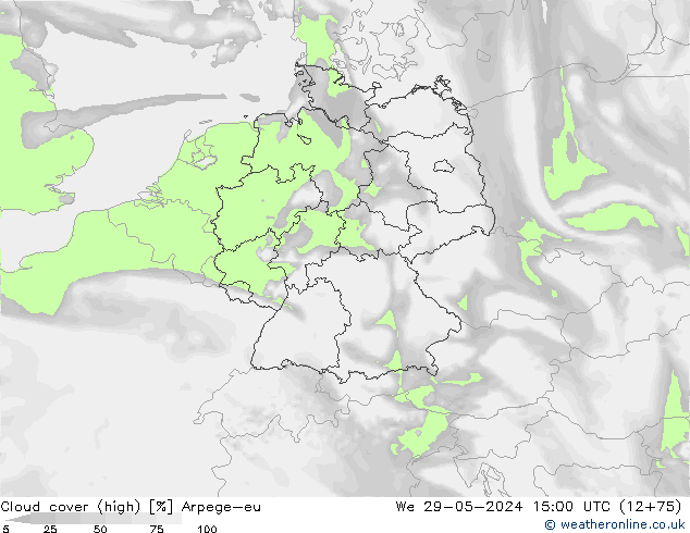 zachmurzenie (wysokie) Arpege-eu śro. 29.05.2024 15 UTC