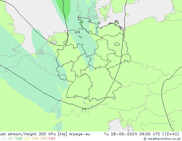 Jet stream Arpege-eu Ter 28.05.2024 06 UTC