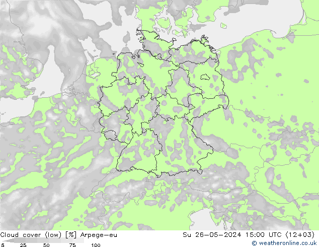 Bulutlar (düşük) Arpege-eu Paz 26.05.2024 15 UTC