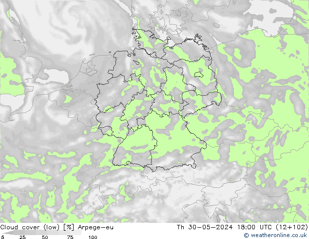 zachmurzenie (niskie) Arpege-eu czw. 30.05.2024 18 UTC