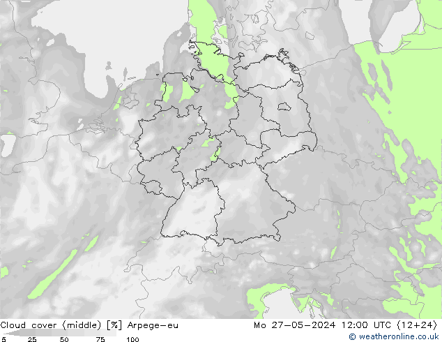 Wolken (mittel) Arpege-eu Mo 27.05.2024 12 UTC