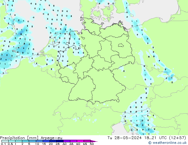 Precipitation Arpege-eu Tu 28.05.2024 21 UTC