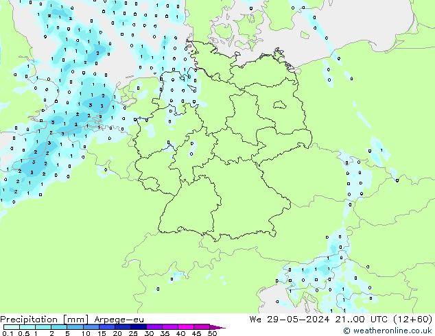 Precipitación Arpege-eu mié 29.05.2024 00 UTC