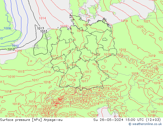 地面气压 Arpege-eu 星期日 26.05.2024 15 UTC