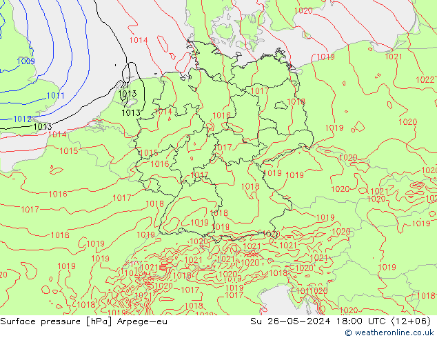 Surface pressure Arpege-eu Su 26.05.2024 18 UTC