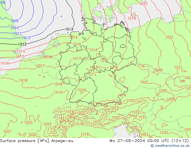 Surface pressure Arpege-eu Mo 27.05.2024 00 UTC