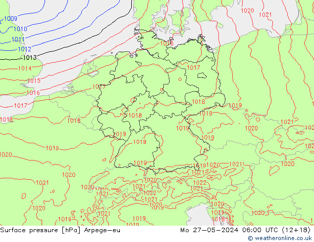 pression de l'air Arpege-eu lun 27.05.2024 06 UTC