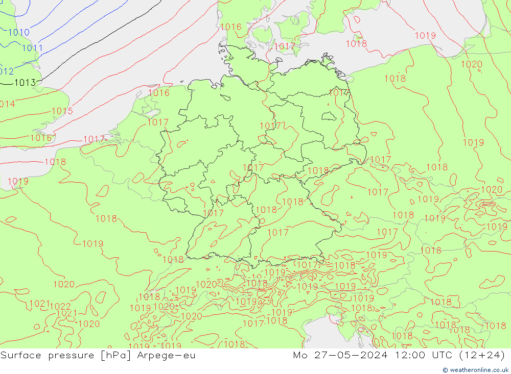 приземное давление Arpege-eu пн 27.05.2024 12 UTC