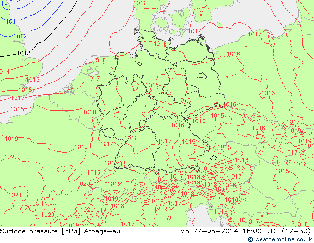pression de l'air Arpege-eu lun 27.05.2024 18 UTC