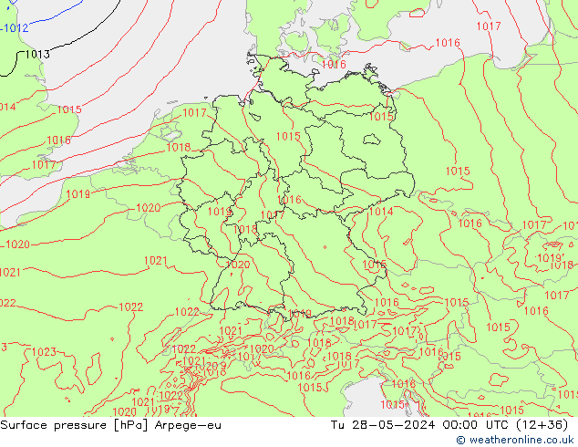 Surface pressure Arpege-eu Tu 28.05.2024 00 UTC