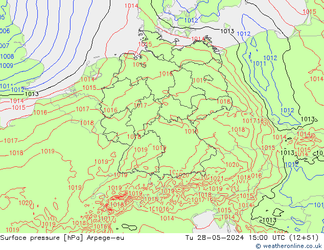 Pressione al suolo Arpege-eu mar 28.05.2024 15 UTC