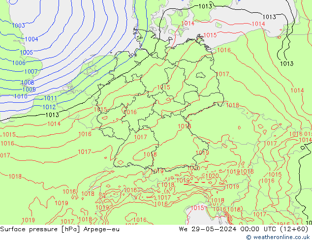 Surface pressure Arpege-eu We 29.05.2024 00 UTC
