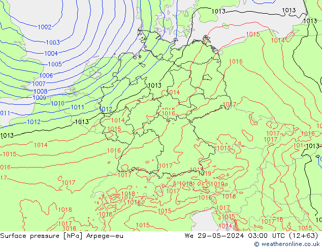 pressão do solo Arpege-eu Qua 29.05.2024 03 UTC