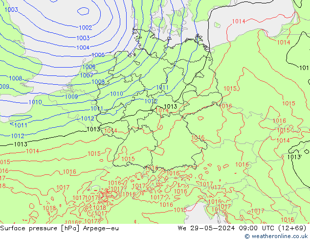 Yer basıncı Arpege-eu Çar 29.05.2024 09 UTC