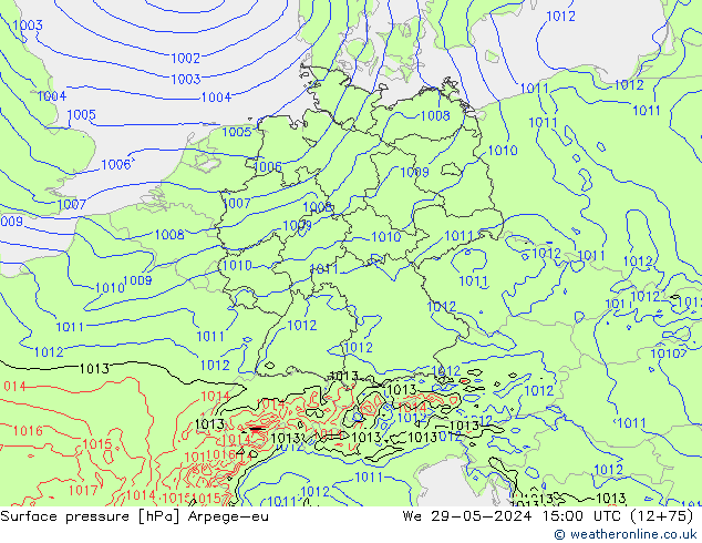 Surface pressure Arpege-eu We 29.05.2024 15 UTC