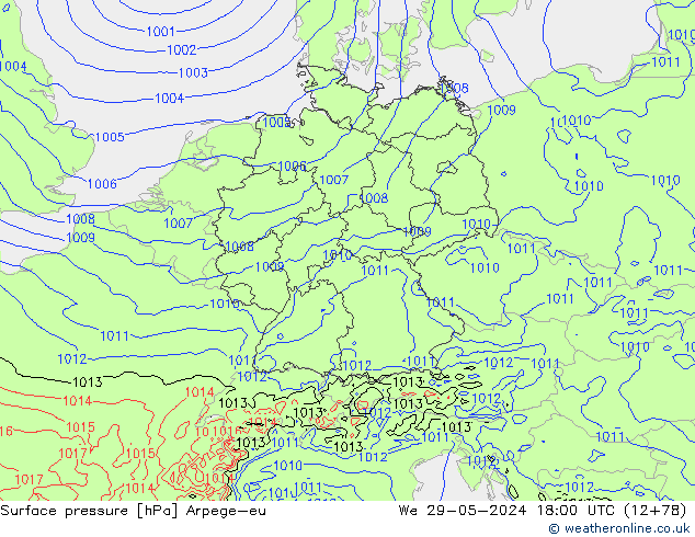 Surface pressure Arpege-eu We 29.05.2024 18 UTC