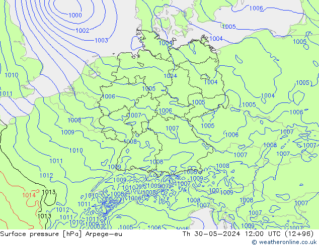 Surface pressure Arpege-eu Th 30.05.2024 12 UTC